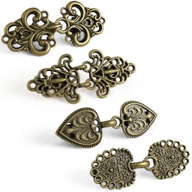 GYGYL 4 Pieces Vintage Sweater Shawl Clips Retro Cardigan Collar Clips Dress Shirt Brooch Clips for Women Wearing, 4 Styles-Bronze