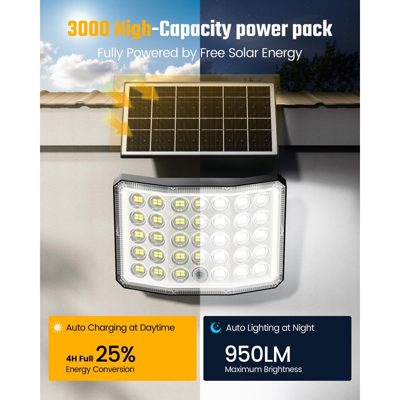 ONLYWIN Solar Lights Outdoor Bright Solar Dusk to Dawn Light