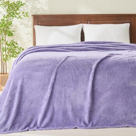 NEWCOSPLAY Knitted Lavender Blanket Super Soft Plush Throw for Couch Fuzzy Fluffy Microfiber Lightweight Blanket for Bed Sofa All Season Use (Lavender, Queen(90"x90"))