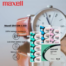 Maxell Watch Battery Button Cell SR41SW 384 Pack of 5 Batteries