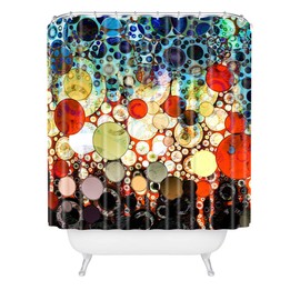 Society6 Sheila Wenzel-Ganny Contemporary Blue Bubble Shower Curtain, 72"x69", Multi