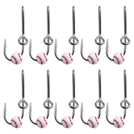 JOGFFDE Fishing Hooks Hat Pins for Hat, 5/10pcs Hat Clip Fishing Hook Hat Pin High Carbon Steel Hook Tie Clasp Fish Hooks and Football Bead for Men(Black,10pcs)