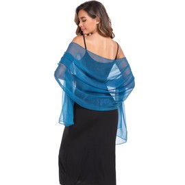 Chales y envolturas suaves y sedosas para mujer, para vestido de noche, elegante, boda, novia, dama de honor, Azul oscuro, 79''×18'’