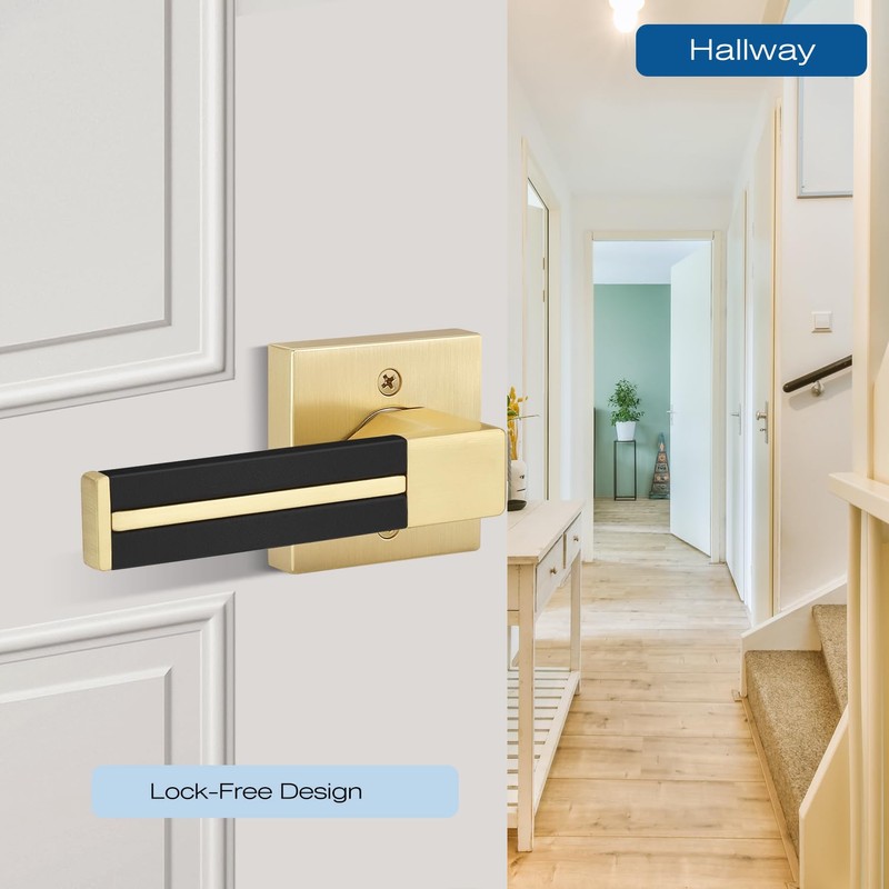 EHOMEWARE 5 Pack Gold Door Handles, Privacy Door Levers for
