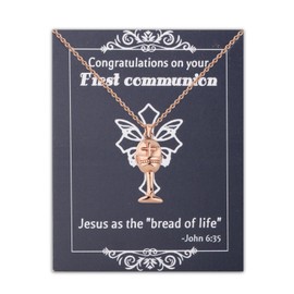 FEELMEM First Communion Gifts for Girls First Communion Chalice Pendant Necklace Catholic Jewelry Christian Baptism Gift (Chalice Necklace)