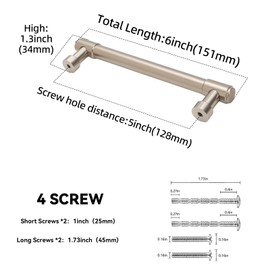 BUKOBYHE 10 Pack 5 Inch(128mm) Cabinet Pulls Champagne Bronze Kitchen Cabinet Pulls Alloy Drawer Pulls Solid Cabinet Hardware