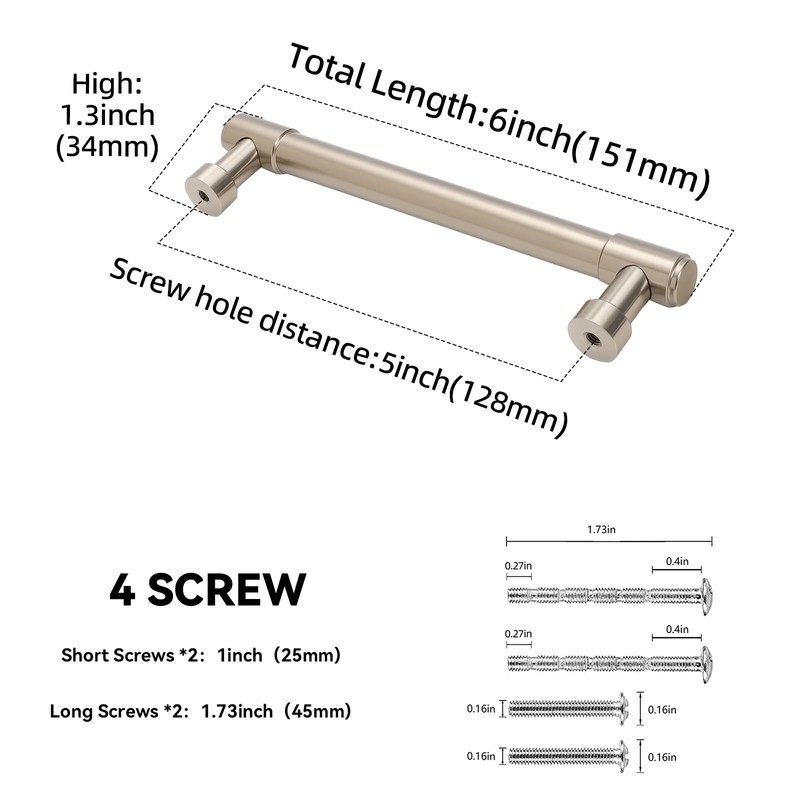 BUKOBYHE 10 Pack 5 Inch(128mm) Cabinet Pulls Champagne Bronze Kitchen