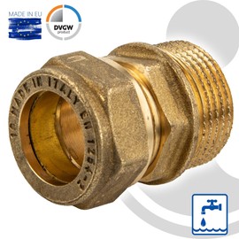 tecuro MS Compression Ring Connector, Screw-in Fitting with Cylinder Thread 12 mm x 1/2 Male Thread