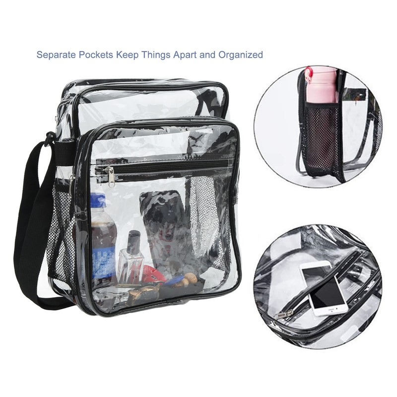 Clear Messenger Bag PVC Waterproof Visible Zipper Design Crossbody Tote