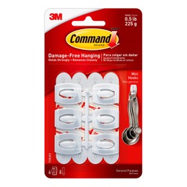 Command Mini Hooks with Command Strips (17006) - White