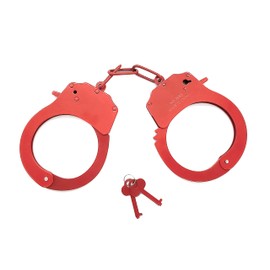 JASINCESS Toy Metal Handcuffs with Keys Police Costume Prop Accessories Party Supplies (Red)