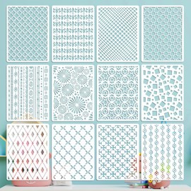 OOTSR 12 Geometric Painting Stencils Set, 11.4"x8.3" Art Templates for Crafts Reusable, Painting Stencils for Painting on Wood, Furniture Wall Scrapbooking, Home Decor DIY Supplies