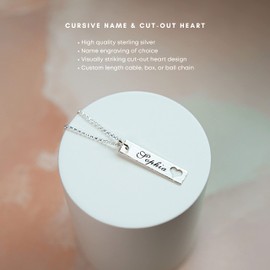 AJ's Collection Open Heart Sterling Silver Name Necklace. Customize with a Name or Word. Choice of Sterling Silver Chain. Perfect Gifts for Love and Celebration.