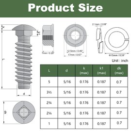 Wheelbarrow Handles Replacement Kit 5/16-18 Carriage Bolts 304 Stainless Steel Nut and Bolt Set 40pcs Assortment Kit for Wheelbarrow Rebuild, Furniture Repair, and Wood Joining