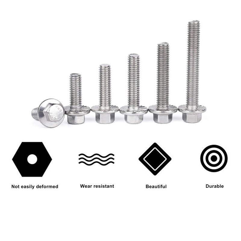 cSeao 1/4-20 x 1-1/4" Flanged Hex Head Bolts Flange Hexagon