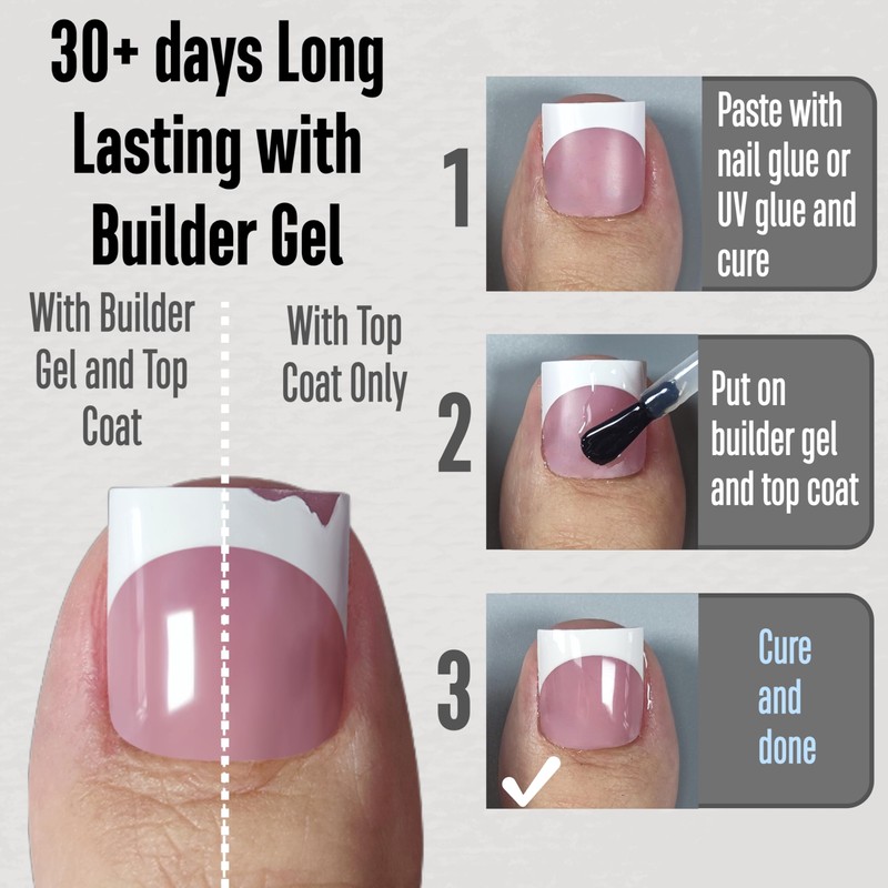 MUTIOVO French Tip Toe Nail Tips Press on, Sharp Square