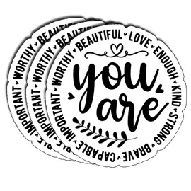 (3pcs) I Am Strong Kind Worthy Enough Loved Flower Sticker Inspirational Quotes Christian Jesus Bible Verse Vinyl Decal Gifts Stickers for Tumbler Laptop Kindle Water Bottles Book Phone Size 3"