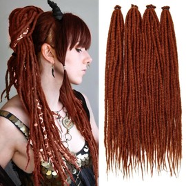 PORSMEER 24 Inch Dreadlocks Extensions 10 Strands Handmade Dreadlock Crochet Hair Braids Synthetic 0.6 cm Hippie Straight Double Ended Dreads Goddess Locs Crochet Hair for Women (350#, Single-Ended)