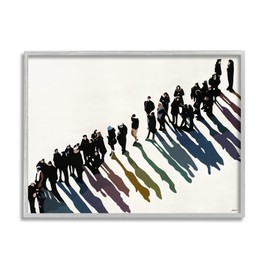 Stupell Industries People Walking in Line Rainbow Tone Shadows, Designed by Bethann Lawson Gray Framed Wall Art, 11 x 14, Multi-Color