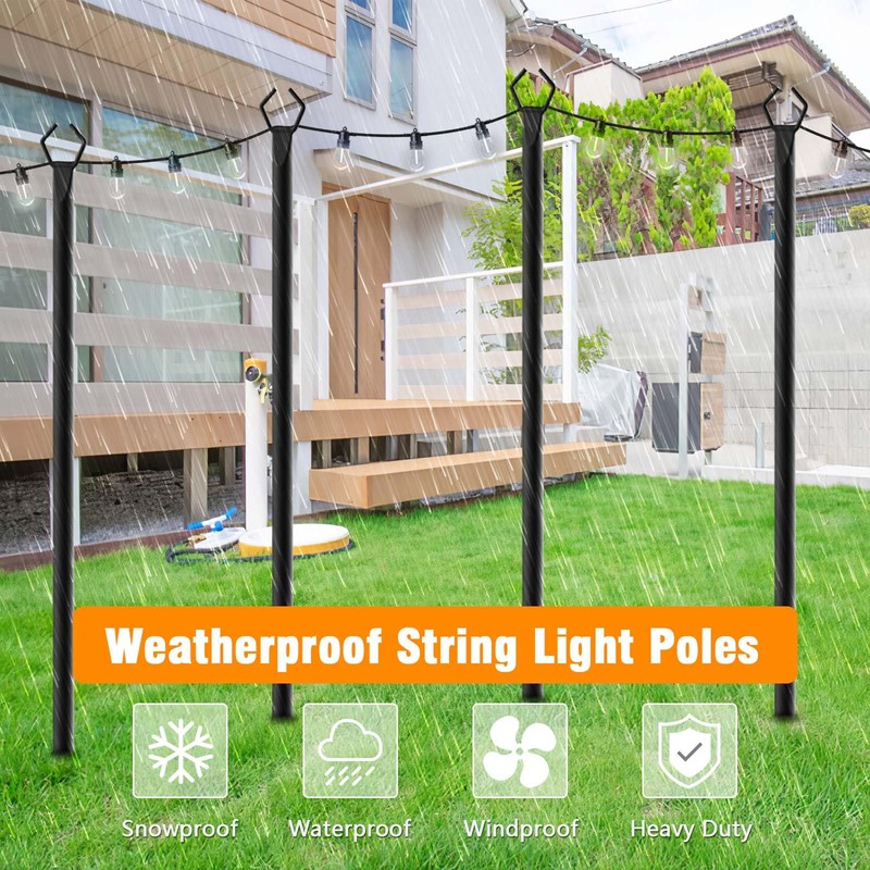 LETIANPAI 4 Pack String Light Poles,10 Ft Metal Poles with
