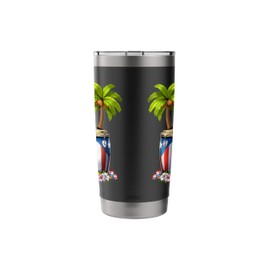 Puerto Rico Boricua Puerto Rican Flag Coqui Frog Taino Sun Stainless Steel Insulated Tumbler