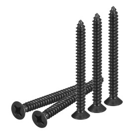 DTGN 100Pcs #12x2" Flat Head Wood Screws, 304 Stainless Steel Phillips Self Tapping Screws - Good for Woodworking, Furniture - Black