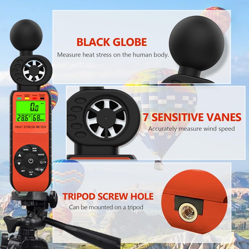 Wind Meter Wind Meter WBGT 881W Heat Stress Meter with