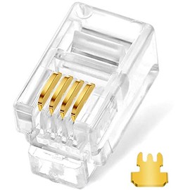NECABLES (20 Pack) 3 Prong Telephone Modular Plug RJ9/RJ10/RJ22 4P4C Connector for Phone Handset Cord (Compatible with Both Solid and Stranded Wire)