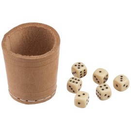 Carl Weible 05519 5519 Leather Cube Natural 5 cm + 6 Dice