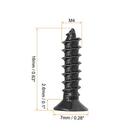 sourcing map M4 x 16mm Wood Screws Phillips Flat Head Carbon Steel Self Tapping Screws Black 100pcs