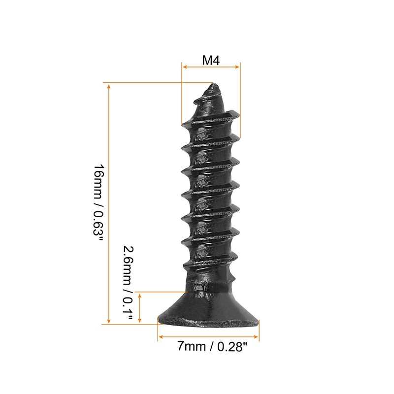 sourcing map M4 x 16mm Wood Screws Phillips Flat Head