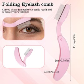 2Pcs Eyelash Separator Comb, Foldable Lash Separator Tool, Stainless Steel Teeth Eyelash Separating Brush, Mascara Comb for Cosmetic Makeup(Black+Pink)