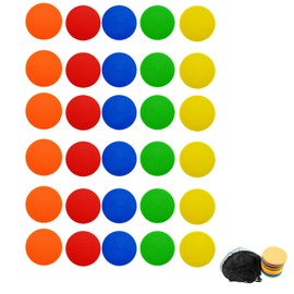 30PCS Spot Markers Set, 4inch Poly Floor Dots in 5 Colors with Mesh Storage Bag,Non-Slip Flat Floor Markers for Sports Practice (30, 4inch)