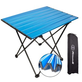 MSSOHKAN Camping Table Folding Portable Camp Side Table Aluminum Lightweight Carry Bag Beach Outdoor Hiking Picnics BBQ Cooking Dining Kitchen Blue Medium