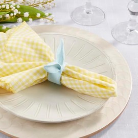 Fennco Styles Bunny Ears Resin Decorative Napkin Rings, Set of 4 - Blue Napkin Holders for Home, Dining Table, Banquets, Easter, Holiday Décor and Special Occasion