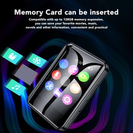 MP3 Player / MP4 Player, 1.8 Inch Touch Screen HiFi Sound Portable Music Player, Bluetooth Digital Audio Player with Back Clip, MP3 Player for Seniors Kids Support Up