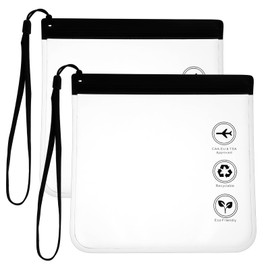 Amabro 2 transparente Reise Kulturbeutel, TSA geprüfte auslaufsichere Flughafensicherheits Flüssigkeitsbeutel 20 x 20 cm Kulturbeutel mit Seil zum Aufhängen tragbares Reisezubehör Urlaubsutensilien Ma