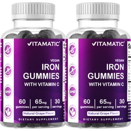 Vitamatic Vitamatic Iron 65 mg Gummies Supplement for Women & Men - 60 Vegan Gummies - Great Tasting Iron Gummy Vitamins with Vitamin C (2)