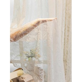 Lace Curtains for Windows 63 inch Drop Vintage Net Curtains for Old House Shabby Chic Sheer Voile Curtains 2 Panels White Curtains