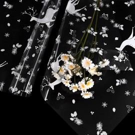 80 * 500cm Christmas Cellophane Wrap,White Deer Transparent Cellophane Wrap for Hampers,DXTXTJ Wrapping Paper Sheets,Clear Wrapping Paper for hamper(Supplied in a Folded Sheet)