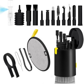 LYBH-HJY 20 En 1 Kit De Limpieza De Electrónica Multifuncional,Limpiador De Teclado/Laptop,Cepillo De Limpieza De Teclado Multifuncional para La Limpieza De Cámaras Digitales,Computadoras (Negro)