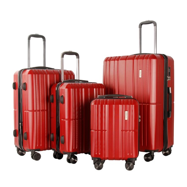 TRACK TRAVEL 4 Piece Luggage Set ABS+PC Expandable Hardshell TSA