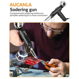 Soldering Iron Kit, 80W 110V Automatic Soldering Gun with Ceramic Heater, 8-in-1 Soldering Kit Includes Solder Gun, Solder Wire, Desoldering Pump, Tweezers for Repairs and DIY