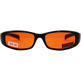 Global Vision New Attitudes Stylish Sport Motorcycle Sunglasses Black with Orange Lens