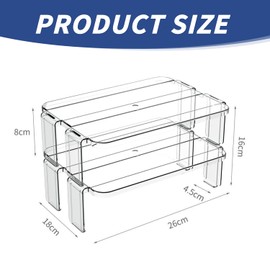 xtemtoamz Shelf Insert Kitchen Cabinet Cabinet - Cabinet Shelf Cabinet Insert Kitchen Kitchen Shelf Organiser Shelf for Cabinet Indoor, Freezer, Stackable Kitchen Organiser for Tableware, Pack of 2