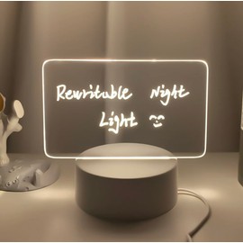 LED Message Board with Pen/Stand,Acrylic Dry Erase Board,Art Creative Desktop Illuminated Wordpad, Light up Message Board Memo Board for Desk Office Cafe School Home