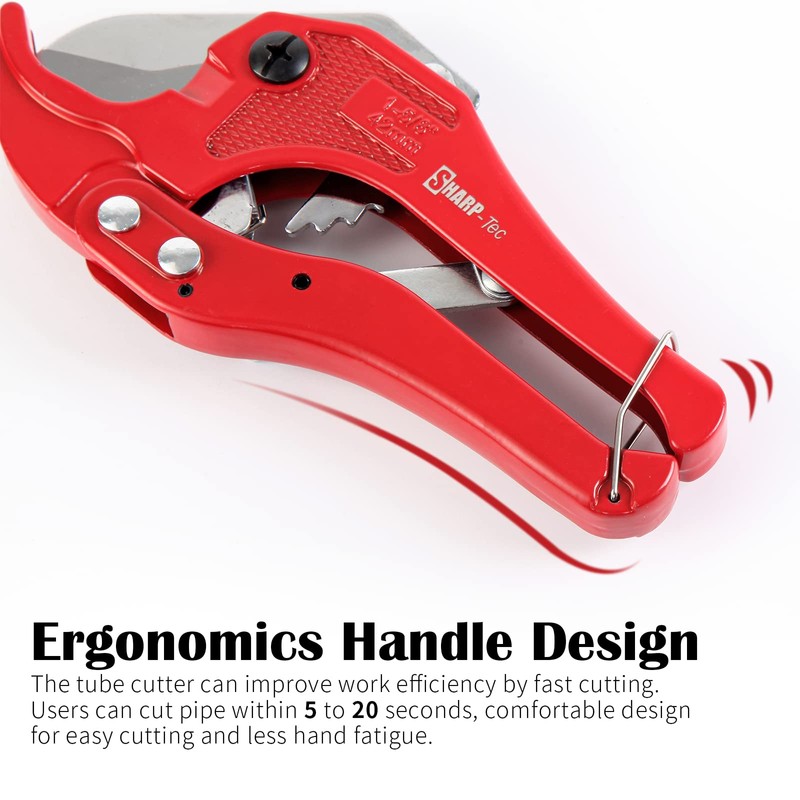 Sharp-tec Plastic Pipe Cutter 3-42mm, Heavy Duty Ratchet PVC Pipe