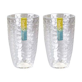 "Bello" Set of 2 Tall Clear Re-usable Plastic Tumbler Ideal for Picnics, BBQs & Parties