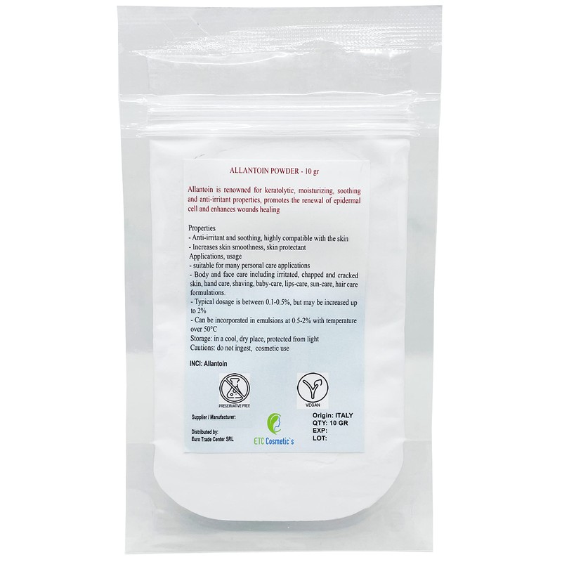 Allantoin Powder - 10 g - Cosmetic Ingredient - Known