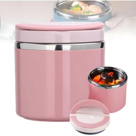 Bee Vibes Termo de Comida y Sopa de 630 ml - Caja Bento de Acero Inoxidable con Asa, Recipiente Sellado a Prueba de Fugas, Tarro Aislado para Alimento Trabajo, Viajes, Escuela en color Rosa